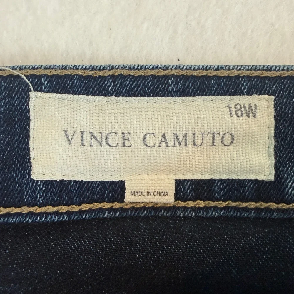 Vince Camuto Skinny Ankle Jeans Womens 18W Dark Blue Raw Released Hem Stretch - Picture 3 of 8